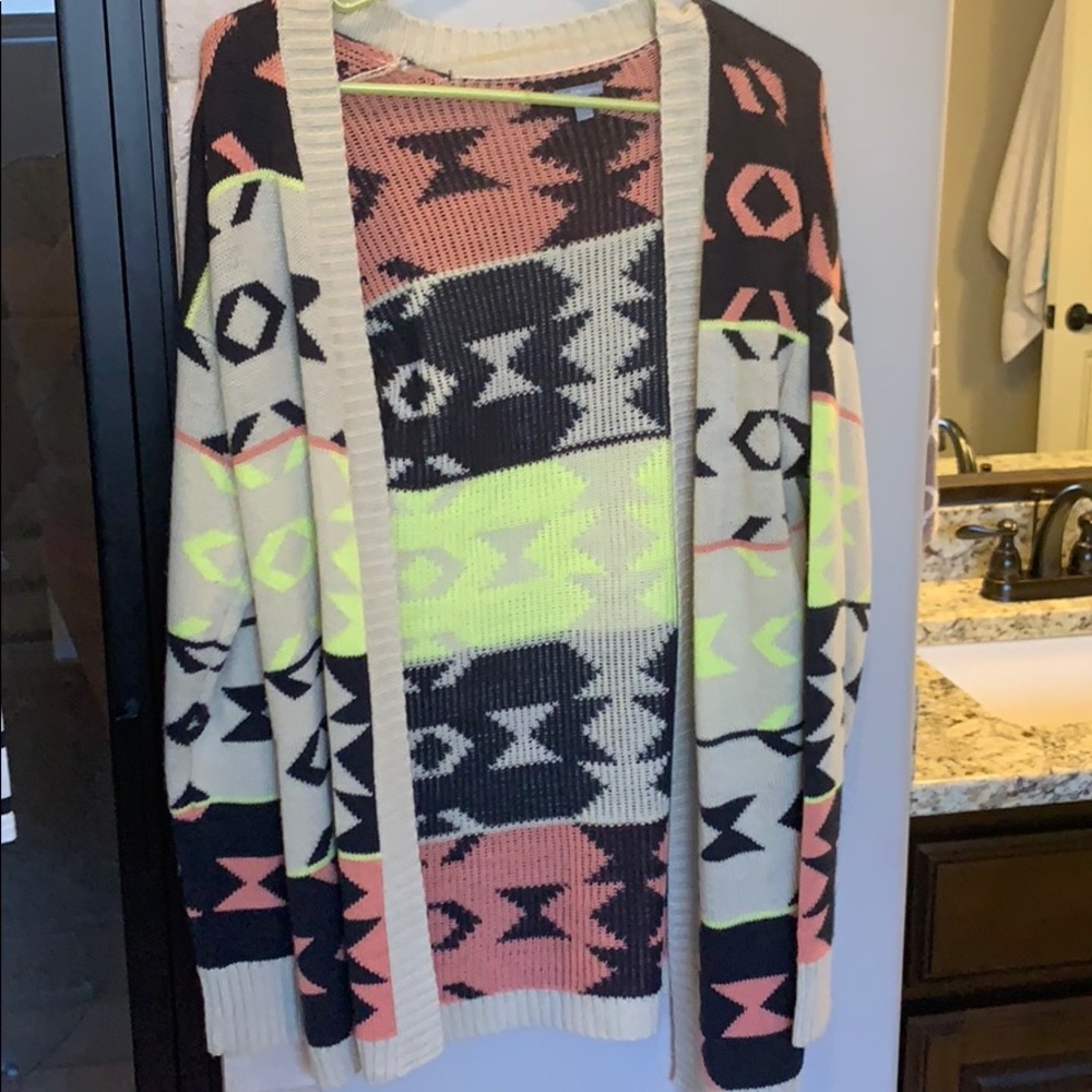 Aztec open front sweater